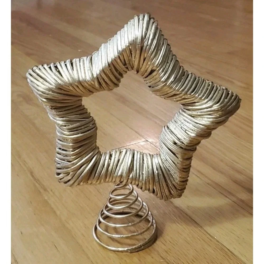 Gold Painted Rattan Star Christmas Tree Topper